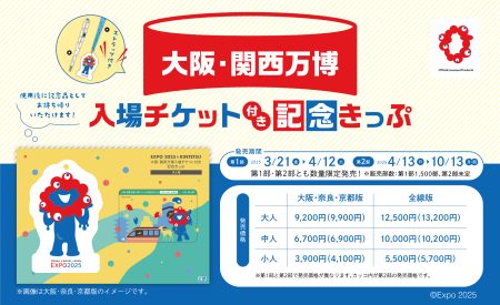 近鉄、万博記念チケットとフリー乗車券をセットで販売中。ミャクミャクストラップ付き、関西版と全線乗り放題の2種類 - トラベル Watch