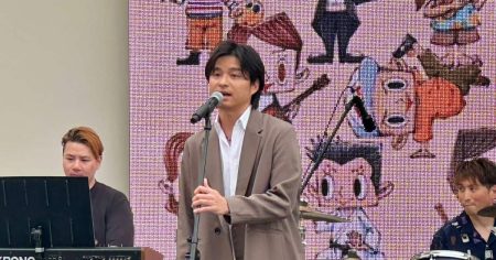 西浦秀樹、大阪・関西万博で故郷、大阪狭山市への熱い思い歌う　古川市長も飛び入り出演 - サンスポ
