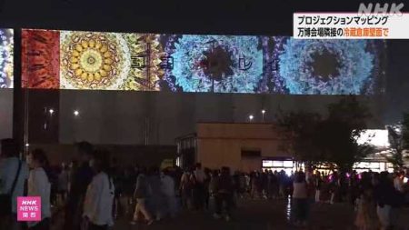 大阪・関西万博 東ゲートの横でプロジェクションマッピング｜NHK 関西のニュース