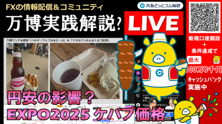 FX実践解説、大阪・関西万博「円安でケバブ高騰?!!」（2025年8月13日) - 外為どっとコム マネ育チャンネル