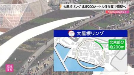 万博 大屋根リング 北東２００ｍ保存案で調整へ 大阪府・市｜NHK 関西のニュース