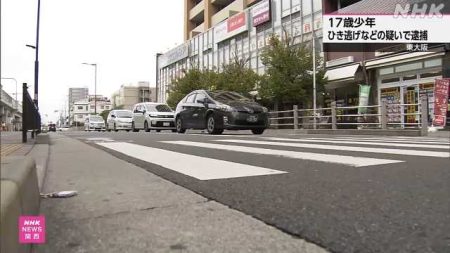 東大阪 会社員はねられ重傷 ひき逃げ疑いなど１７歳少年逮捕｜NHK 関西のニュース