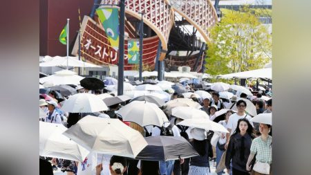 大阪万博:混雑・残暑の万博会場、日傘が「頭に当たって危ない」「目に刺さりそう」…スマホ片手の人も : 読売新聞