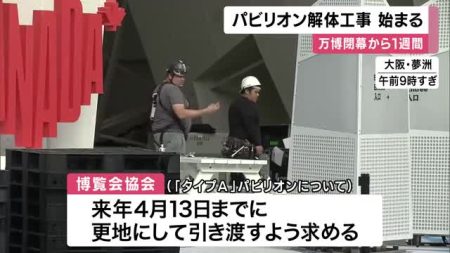 万博閉幕から1週間　海外パビリオンの解体工事始まる　博覧会協会「来年4月中旬までに更地で返還を」大屋根リングは議論続く（関西テレビ） - Yahoo!ニュース