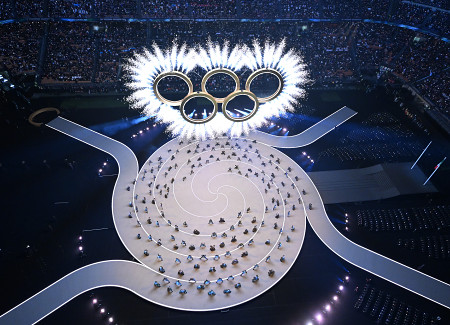 開会式の五輪マーク - 大阪ベイ経済新聞